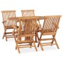 Folding 5-piece solid teak wood garden dining set by vidaXL, Garden sets - Ref: Foro24-3059975, Price: 589,48 €, Discount: %