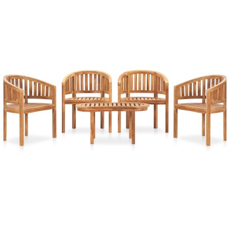 5-piece solid teak wood garden furniture set by vidaXL, Garden sets - Ref: Foro24-3059963, Price: 749,34 €, Discount: %