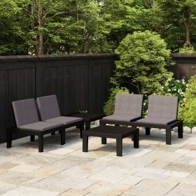 4-piece garden furniture set with gray plastic cushions by vidaXL, Garden sets - Ref: Foro24-3059832, Price: 266,20 €, Discou...