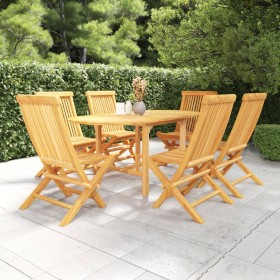 Garten-Essgruppe 7-teilig aus massivem Teakholz von vidaXL, Gartensets - Ref: Foro24-3059586, Preis: 684,99 €, Rabatt: %