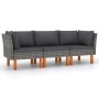 3-Sitzer-Gartensofa mit grauen synthetischen Rattankissen von vidaXL, Gartensets - Ref: Foro24-3059707, Preis: 230,30 €, Raba...