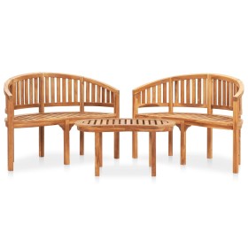 Garden furniture set 3 pieces solid teak wood by vidaXL, Garden sets - Ref: Foro24-3059966, Price: 630,13 €, Discount: %