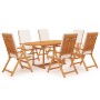 7-piece garden dining room with solid teak wood cushions by vidaXL, Garden sets - Ref: Foro24-3059557, Price: 1,00 €, Discoun...