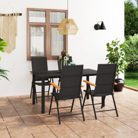 Juego de comedor para jardín 5 piezas negro y marrón de vidaXL, Conjuntos de jardín - Ref: Foro24-3060072, Precio: 467,56 €, ...