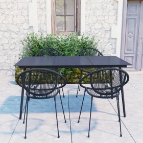 Juego de comedor de jardín 5 piezas ratán PVC negro de vidaXL, Conjuntos de jardín - Ref: Foro24-3060221, Precio: 480,99 €, D...