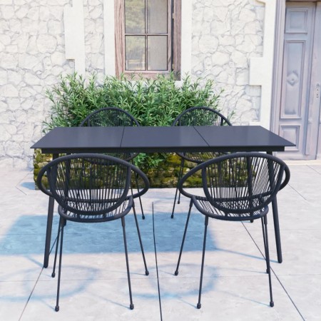 Juego de comedor de jardín 5 piezas ratán PVC negro de vidaXL, Conjuntos de jardín - Ref: Foro24-3060221, Precio: 480,58 €, D...