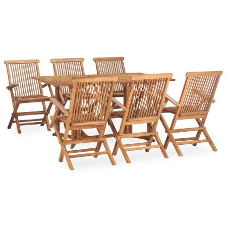 Folding garden dining set 7 pieces solid teak wood by vidaXL, Garden sets - Ref: Foro24-3059973, Price: 460,05 €, Discount: %