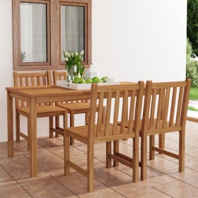 5-piece solid teak wood garden dining set by vidaXL, Garden sets - Ref: Foro24-3059937, Price: 636,48 €, Discount: %