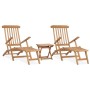 Tumbonas de jardín con reposapiés y mesa madera de teca maciza de vidaXL, Tumbonas - Ref: Foro24-3059959, Precio: 384,42 €, D...