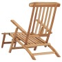 Tumbonas de jardín con reposapiés y mesa madera de teca maciza de vidaXL, Tumbonas - Ref: Foro24-3059959, Precio: 384,42 €, D...