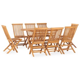 Klappbare Garten-Essgruppe, 9-teilig, aus massivem Teakholz von vidaXL, Gartensets - Ref: Foro24-3059969, Preis: 566,59 €, Ra...