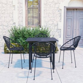 5-teiliges Garten-Esszimmerset aus schwarzem PVC-Rattan von vidaXL, Gartensets - Ref: Foro24-3060226, Preis: 459,99 €, Rabatt: %