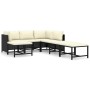 Set de muebles de jardín 7 pzas y cojines ratán sintético negro de vidaXL, Conjuntos de jardín - Ref: Foro24-3059790, Precio:...