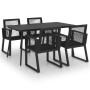 Juego de comedor para jardín 5 piezas ratán PVC negro de vidaXL, Conjuntos de jardín - Ref: Foro24-3060215, Precio: 420,40 €,...