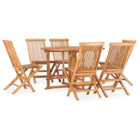 Klappbare Garten-Essgruppe, 7-teilig, aus massivem Teakholz von vidaXL, Gartensets - Ref: Foro24-3059984, Preis: 581,76 €, Ra...