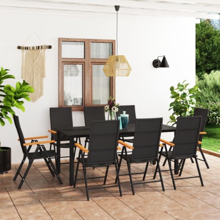 Juego de comedor para jardín 9 piezas negro y marrón de vidaXL, Conjuntos de jardín - Ref: Foro24-3060075, Precio: 844,29 €, ...