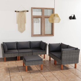 6-piece garden furniture set and gray synthetic rattan cushions by vidaXL, Garden sets - Ref: Foro24-3059716, Price: 454,55 €...