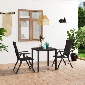 Juego de comedor para jardín 3 piezas negro de vidaXL, Conjuntos de jardín - Ref: Foro24-3060046, Precio: 269,24 €, Descuento: %