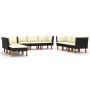 Set de muebles de jardín 9 pzas y cojines ratán sintético negro de vidaXL, Conjuntos de jardín - Ref: Foro24-3059748, Precio:...