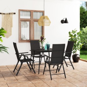 Juego de comedor para jardín 5 piezas negro de vidaXL, Conjuntos de jardín - Ref: Foro24-3060065, Precio: 359,99 €, Descuento: %