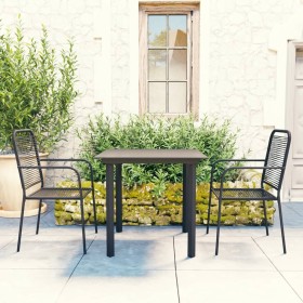 3-piece garden dining set, black glass and steel by vidaXL, Garden sets - Ref: Foro24-3060207, Price: 200,05 €, Discount: %