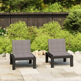 Sillones de jardín con cojines 2 unidades plástico gris de vidaXL, Sillas de jardín - Ref: Foro24-3059824, Precio: 147,99 €, ...