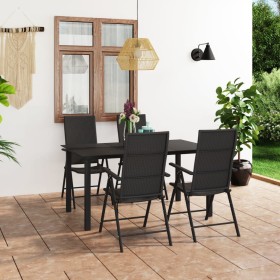 Juego de comedor para jardín 5 piezas negro de vidaXL, Conjuntos de jardín - Ref: Foro24-3060048, Precio: 431,63 €, Descuento: %