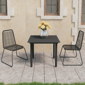 Black PVC rattan 3-piece garden dining set by vidaXL, Garden sets - Ref: Foro24-3060130, Price: 192,57 €, Discount: %