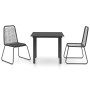 Set de comedor de jardín de 3 piezas PVC ratán negro de vidaXL, Conjuntos de jardín - Ref: Foro24-3060130, Precio: 192,57 €, ...