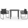 Set de comedor de jardín de 3 piezas PVC ratán negro de vidaXL, Conjuntos de jardín - Ref: Foro24-3060094, Precio: 229,88 €, ...