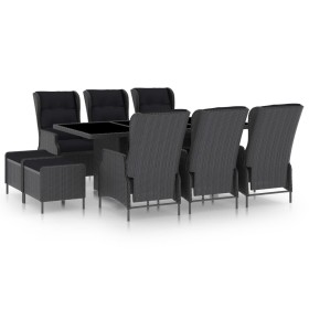 Set comedor jardín 9 pzas cojines ratán sintético gris oscuro de vidaXL, Conjuntos de jardín - Ref: Foro24-3060157, Precio: 1...