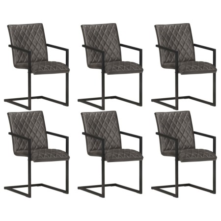 Cantilever Dining Chairs 6 pcs Gray Genuine Leather by vidaXL, dining chairs - Ref: Foro24-3060206, Price: 731,53 €, Discount: %