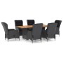 Set comedor jardín 7 pzas cojines ratán sintético gris oscuro de vidaXL, Conjuntos de jardín - Ref: Foro24-3060137, Precio: 1...