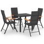 Juego de comedor para jardín 5 piezas negro y marrón de vidaXL, Conjuntos de jardín - Ref: Foro24-3060071, Precio: 454,04 €, ...