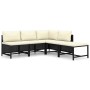 Set de muebles de jardín 5 pzas y cojines ratán sintético negro de vidaXL, Conjuntos de jardín - Ref: Foro24-3059781, Precio:...