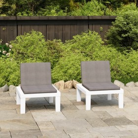 Garden armchairs with cushions 2 units white plastic by vidaXL, Garden chairs - Ref: Foro24-3059823, Price: 140,66 €, Discoun...