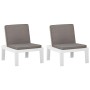 Garden armchairs with cushions 2 units white plastic by vidaXL, Garden chairs - Ref: Foro24-3059823, Price: 140,66 €, Discoun...