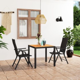 Juego de comedor para jardín 3 piezas negro y marrón de vidaXL, Conjuntos de jardín - Ref: Foro24-3060052, Precio: 286,99 €, ...