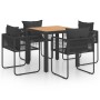 Set de comedor de jardín de 5 piezas PVC ratán negro y marrón de vidaXL, Conjuntos de jardín - Ref: Foro24-3060107, Precio: 4...