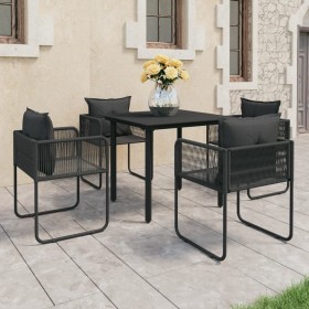 Black PVC rattan 5-piece garden dining set by vidaXL, Garden sets - Ref: Foro24-3060095, Price: 410,99 €, Discount: %