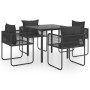 5-teiliges Garten-Ess-Set aus schwarzem PVC-Rattan von vidaXL, Gartensets - Ref: Foro24-3060095, Preis: 410,99 €, Rabatt: %