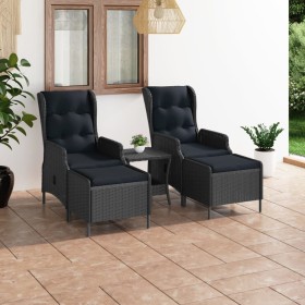 Gartenmöbel-Set 3-teilig dunkelgraues synthetisches Rattan und Kissen von vidaXL, Gartensets - Ref: Foro24-3060154, Preis: 91...