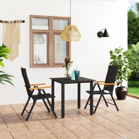 3-piece black and brown garden dining set by vidaXL, Garden sets - Ref: Foro24-3060070, Price: 277,28 €, Discount: %