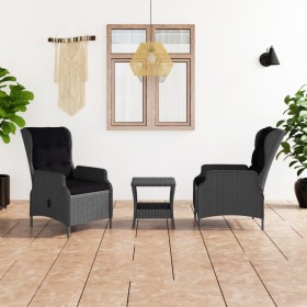 Outdoor furniture set, 3 pieces, dark gray synthetic rattan with cushions. by vidaXL, Garden sets - Ref: Foro24-3060148, Pric...