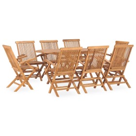 Klappbare Garten-Essgruppe, 9-teilig, aus massivem Teakholz von vidaXL, Gartensets - Ref: Foro24-3059971, Preis: 612,76 €, Ra...