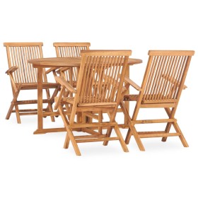 Folding garden dining set 5 pieces solid teak wood by vidaXL, Garden sets - Ref: Foro24-3059985, Price: 490,99 €, Discount: %