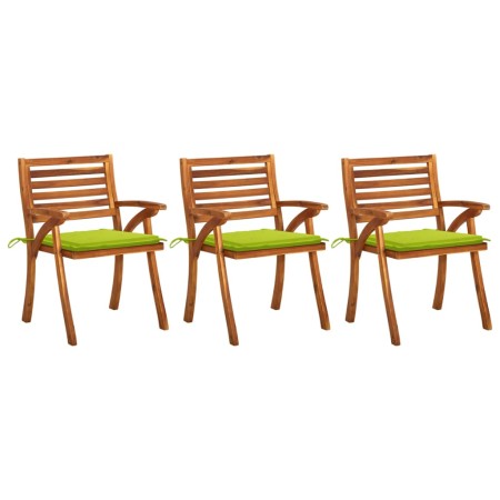 Garden dining chairs with cushions 3 pcs solid acacia wood by vidaXL, Garden chairs - Ref: Foro24-3060814, Price: 234,09 €, D...