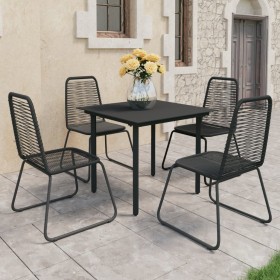 Set de comedor de jardín de 5 piezas PVC ratán negro de vidaXL, Conjuntos de jardín - Ref: Foro24-3060131, Precio: 319,99 €, ...