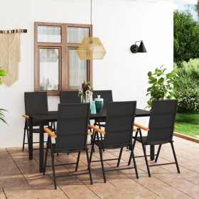 Juego de comedor para jardín 7 piezas negro y marrón de vidaXL, Conjuntos de jardín - Ref: Foro24-3060074, Precio: 628,79 €, ...