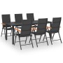 Juego de comedor para jardín 7 piezas negro y marrón de vidaXL, Conjuntos de jardín - Ref: Foro24-3060074, Precio: 660,93 €, ...